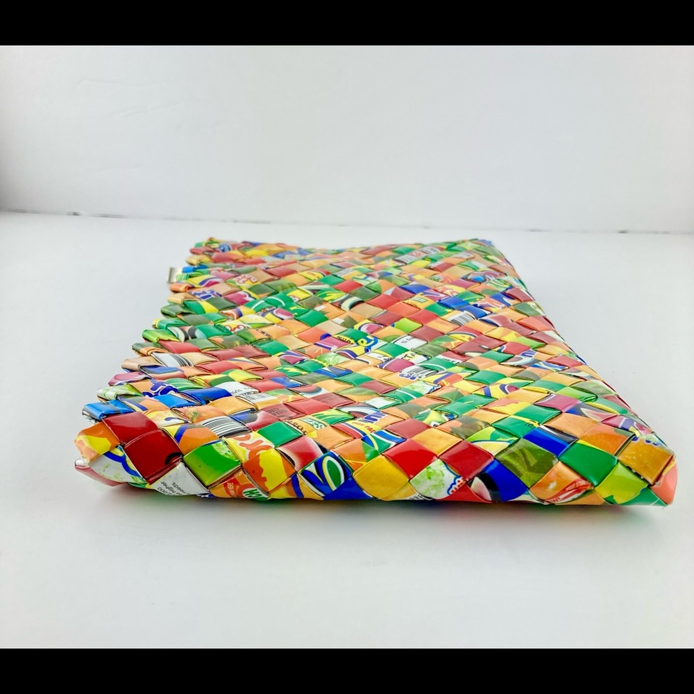 Gum Candy Wrapper Folded Zip Top Clutch Purse Wallet Recycled Plastic - Picture 6 of 7